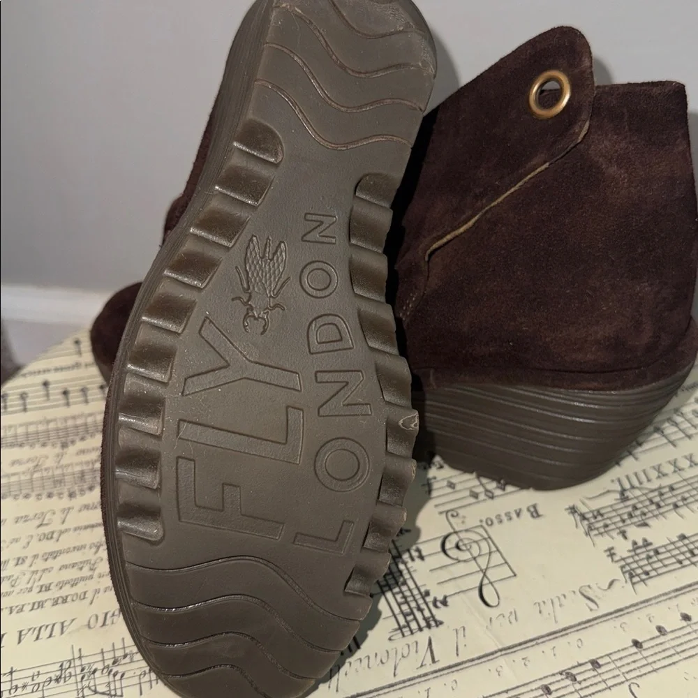 Fly London Brown Suede Wedge Ankle Boots - Made in Portugal - Size 36 (US 5.5-6)